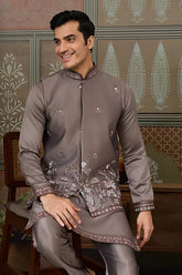 Grey Kurta Koti Set